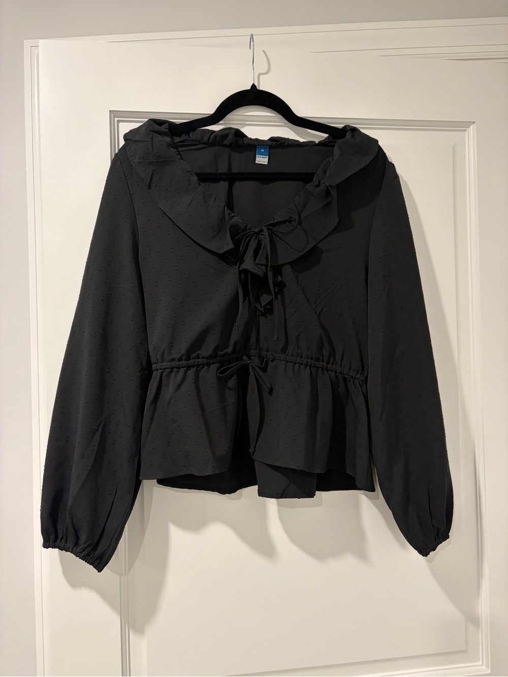 Old Navy Black Ruffle Tie-Front Blouse